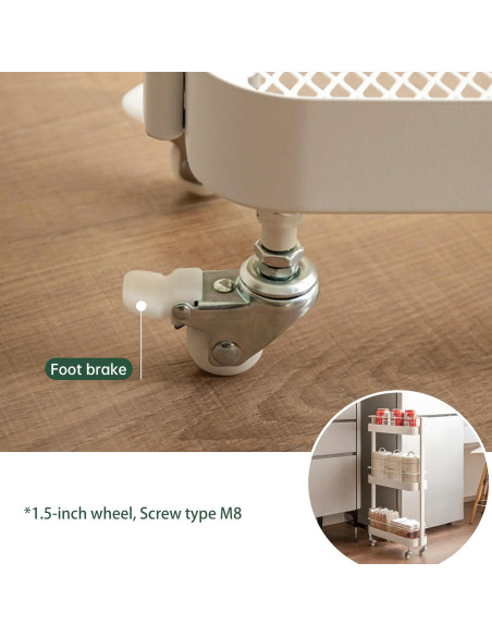 Carro de Almacenamiento Rodante Wayshome 3 Niveles Blanco