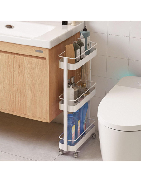 Carro de Almacenamiento Rodante Wayshome 3 Niveles Blanco