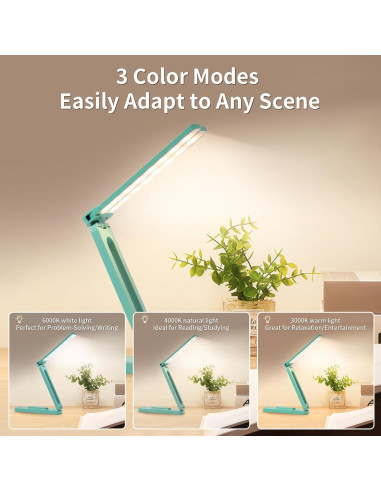 Lámpara de Escritorio LED Plegable Bsdgeclogy Azul 3 Modos