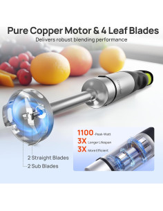 Batidora de Inmersión Consciot CH08 1100W 4 en 1 con Accesorios 2