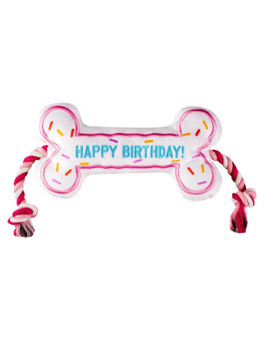 Hueso de Cumpleaños para Perros Pawty - Juguete Interactivo Rosa