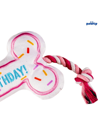 Hueso de Cumpleaños para Perros Pawty - Juguete Interactivo Rosa