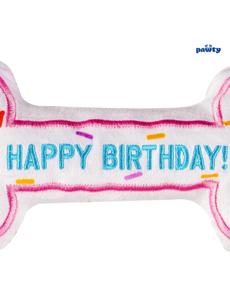 Hueso de Cumpleaños para Perros Pawty - Juguete Interactivo Rosa