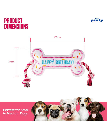 Hueso de Cumpleaños para Perros Pawty - Juguete Interactivo Rosa