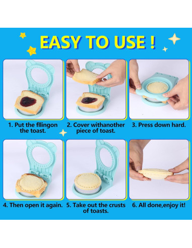 Cortador y Sellador de Sándwiches Kunovo 2 Piezas Acero Inoxidable