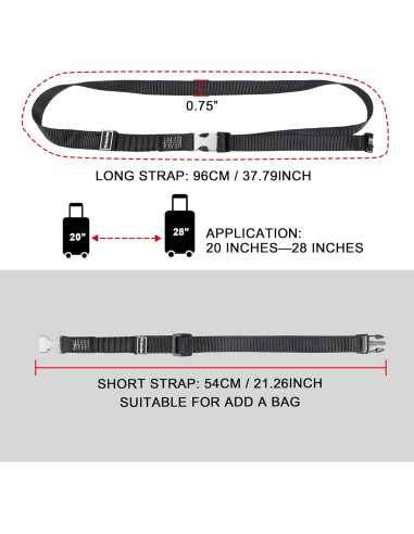 Correas de Equipaje Estirables Vividwise 53.3-93.9 cm Negro