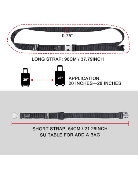 Correas de Equipaje Estirables Vividwise 53.3-93.9 cm Negro