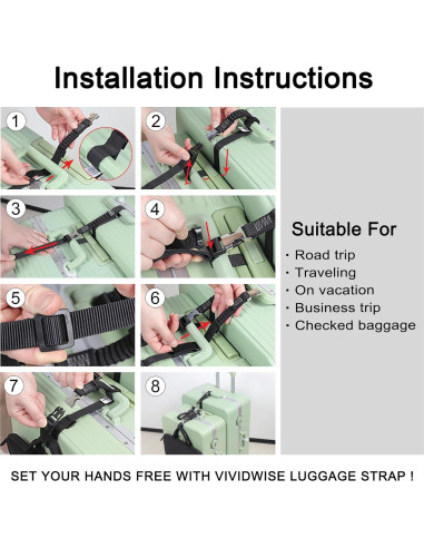 Correas de Equipaje Estirables Vividwise 53.3-93.9 cm Negro