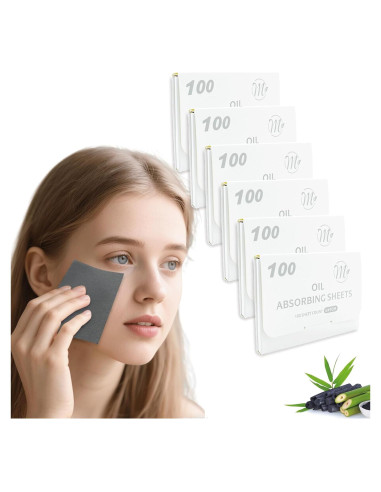 Hojas Absorbentes de Aceite Facial de Carbón de Bambú 600 Unidades