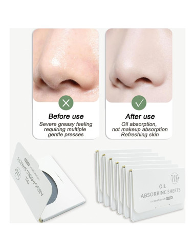 Hojas Absorbentes de Aceite Facial de Carbón de Bambú 600 Unidades