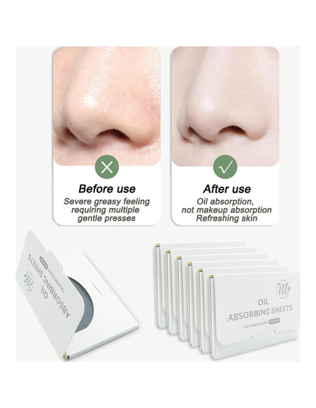 Hojas Absorbentes de Aceite Facial de Carbón de Bambú 600 Unidades