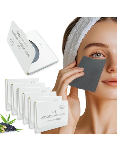 Hojas Absorbentes de Aceite Facial de Carbón de Bambú 600 Unidades