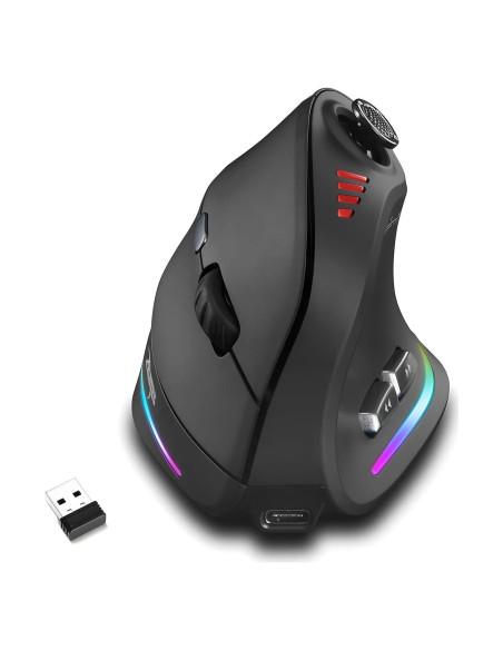 Ratón Gaming Vertical Inalámbrico Attoe F-18 24000 DPI 12 Botones