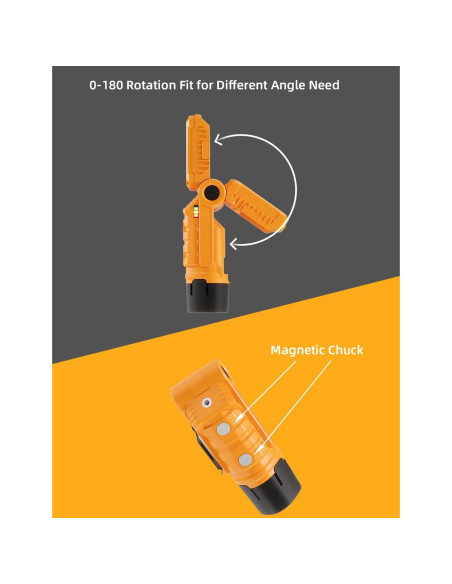 Luz de Trabajo LED Recargable VTEK con Base Magnética Amarillo