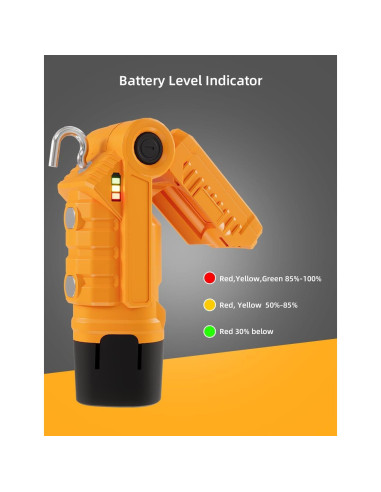 Luz de Trabajo LED Recargable VTEK con Base Magnética Amarillo