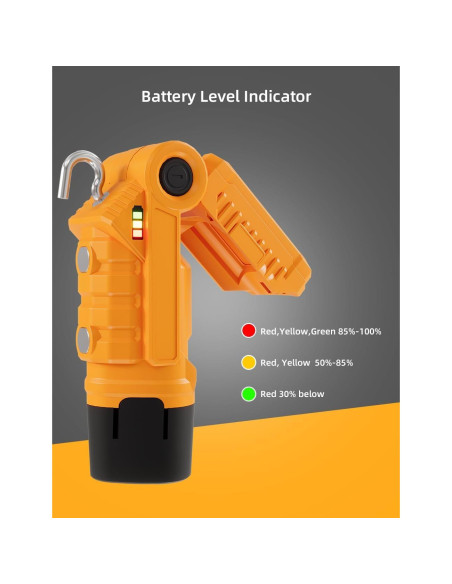 Luz de Trabajo LED Recargable VTEK con Base Magnética Amarillo