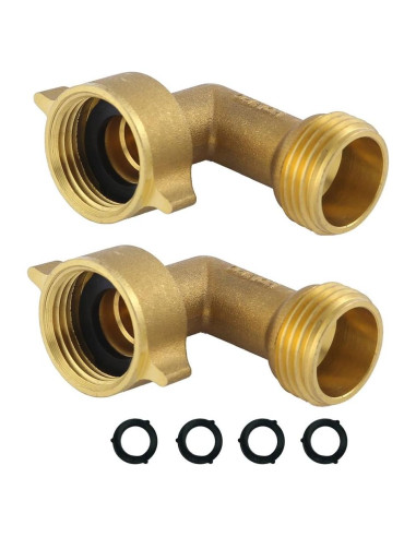 Codo de manguera de jardín HQMPC 90 grados latón 3/4" (2 piezas)