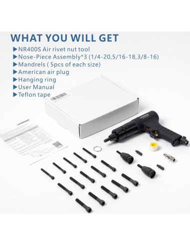 Pistola Neumática de Tuercas Remachadas UPWOOD UW-NR400S