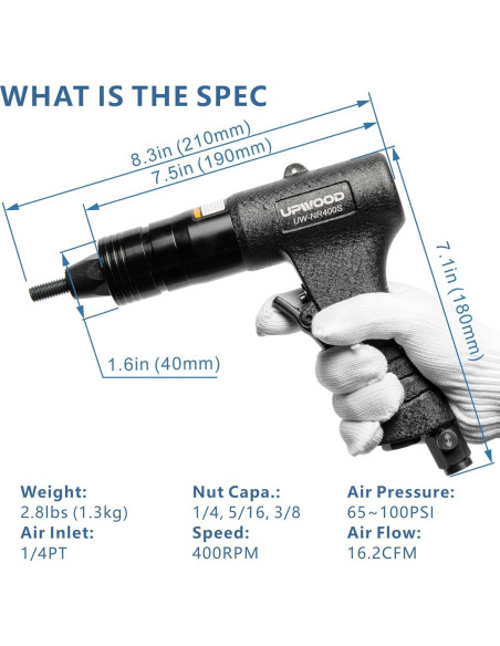 Pistola Neumática de Tuercas Remachadas UPWOOD UW-NR400S