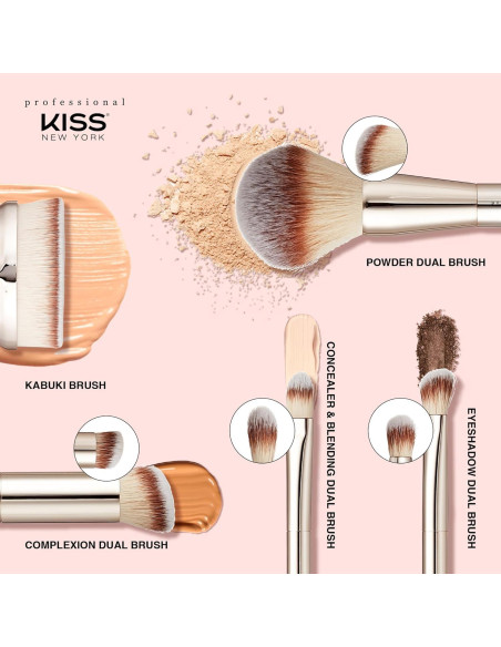 Brocha Profesional Doble Punta KISS NEW YORK para Maquillaje
