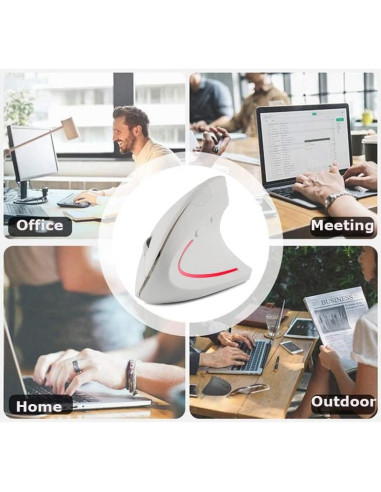 Ratón Inalámbrico Ergonómico Vertical SHARE SUNSHINE Blanco 800/1200/1600 DPI