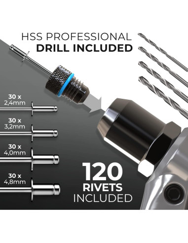 Kit de Pistola de Remaches KLRStec Profesional 120 Remaches