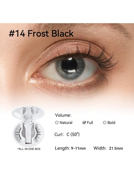 Pestañas Magnéticas WOSADO No.14 Negro Escarchado Reutilizables