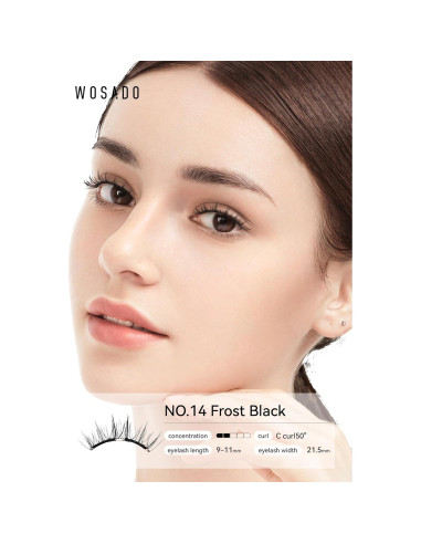 Pestañas Magnéticas WOSADO No.14 Negro Escarchado Reutilizables