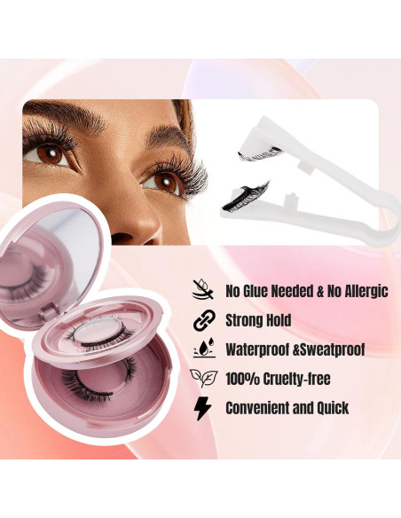 Pestañas Magnéticas FADVAN 2 Pares Reutilizables Naturales