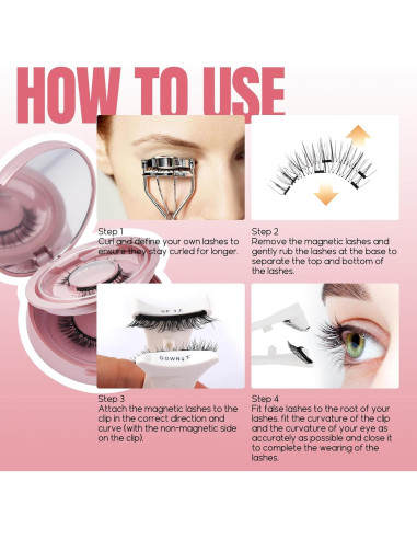 Pestañas Magnéticas FADVAN 2 Pares Reutilizables Naturales