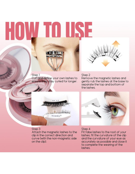 Pestañas Magnéticas FADVAN 2 Pares Reutilizables Naturales