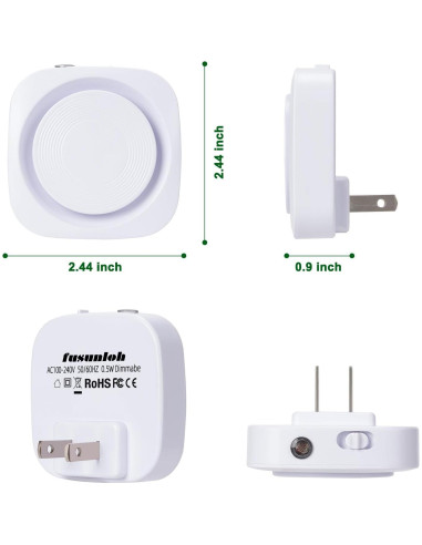 Luz Nocturna Regulable Fusunloh Blanca Cálida 4 Pzs LED