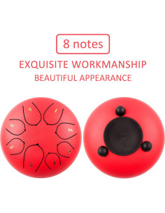 Tambor de Lluvia LOMUTY 6" Acero 8 Notas Rojo con Accesorios 2