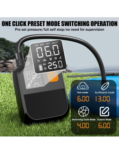 Bomba de Aire Eléctrica 3T6B 8000mAh 25PSI para Paddle y Kayaks