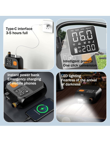 Bomba de Aire Eléctrica 3T6B 8000mAh 25PSI para Paddle y Kayaks