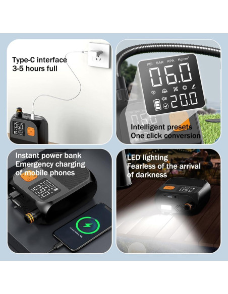 Bomba de Aire Eléctrica 3T6B 8000mAh 25PSI para Paddle y Kayaks