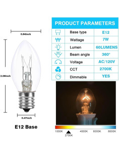 Bombilla de Luz Nocturna Eclolumi C7 7W Regulable 2700K 16 Pzas 2