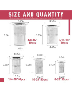 Kit de Tuercas Remachadas de Acero Inoxidable Hilitchi 180PCS 2