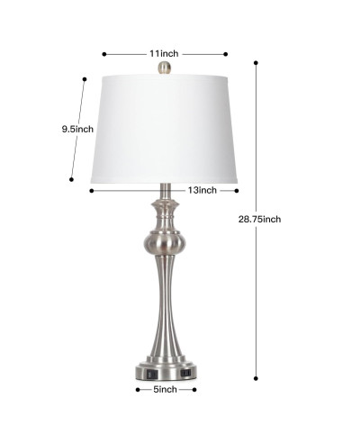 Juego de 2 Lámparas de Mesa Plateadas CINSARY con USB y Táctil