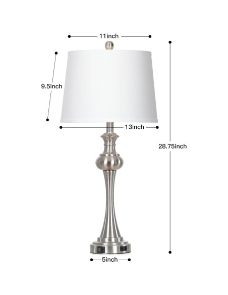 Juego de 2 Lámparas de Mesa Plateadas CINSARY con USB y Táctil