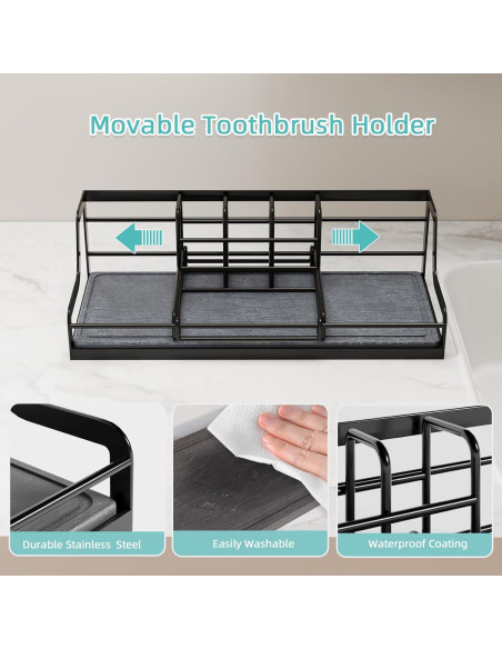 Soporte Organizador de Baño NANAGIFTREE 6 Ranuras Negro