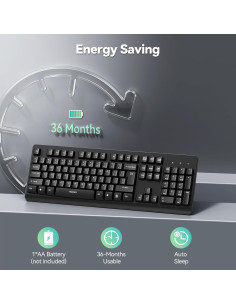 Teclado Inalámbrico TECKNET USB Silencioso Ergonómico Negro 2