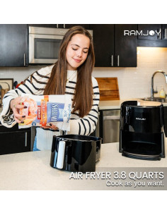 Freidora de Aire RAMJOY 3.8QT Digital Compacta Negra 8-en-1 2