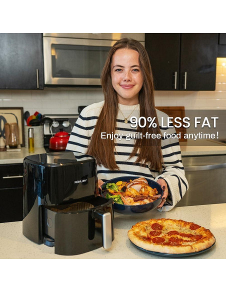 Freidora de Aire RAMJOY 3.8QT Digital Compacta Negra 8-en-1