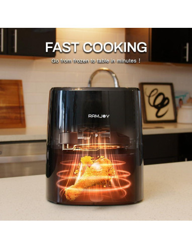 Freidora de Aire RAMJOY 3.8QT Digital Compacta Negra 8-en-1
