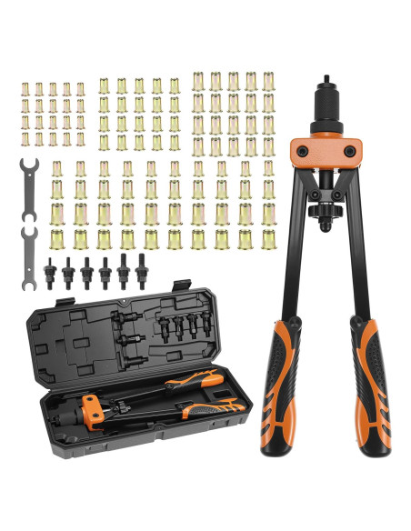 Kit de Herramientas de Remachado QWORK 14" (35.56 cm) 6 Mandriles