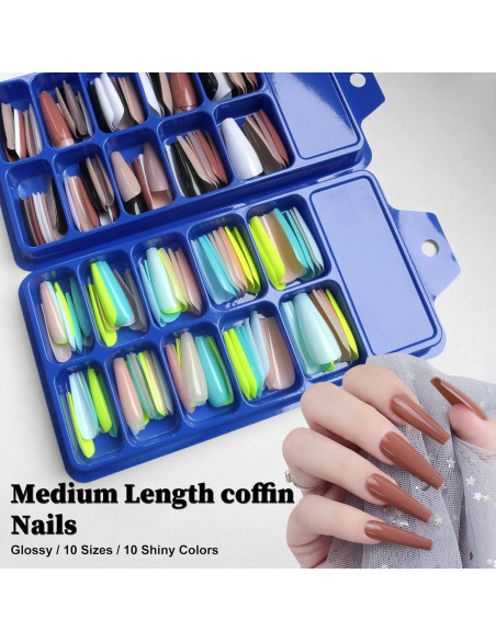 Kit de Uñas Postizas LoveOurHome 200 Piezas Brillantes