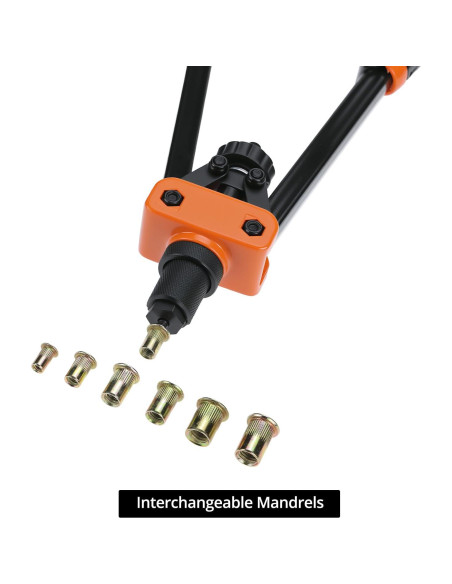 Kit de Herramientas de Remachado QWORK 14" (35.56 cm) 6 Mandriles