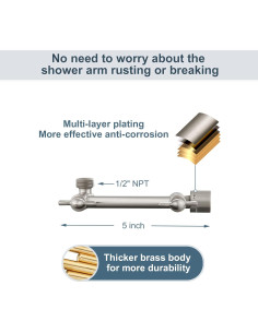 Extensor de Brazo de Ducha BRIGHT SHOWERS Ajustable 12.7 cm Níquel 2