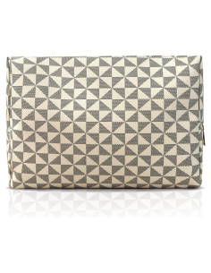 Bolsa de Maquillaje Grande Impermeable HX008 - Neceser Cosmético Beige/Negro